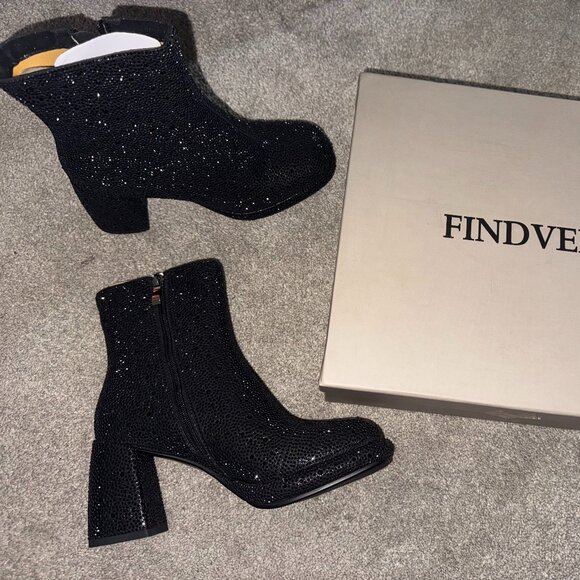 Womens Rhinestone Glitter Ankle Boots- Women Size 6 1/2 - Picture 1 of 7
